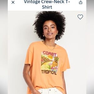 NWT OLD NAVY Vintage Graphic Tee, PXL, Coast Resort Tropical Design, Sold Out